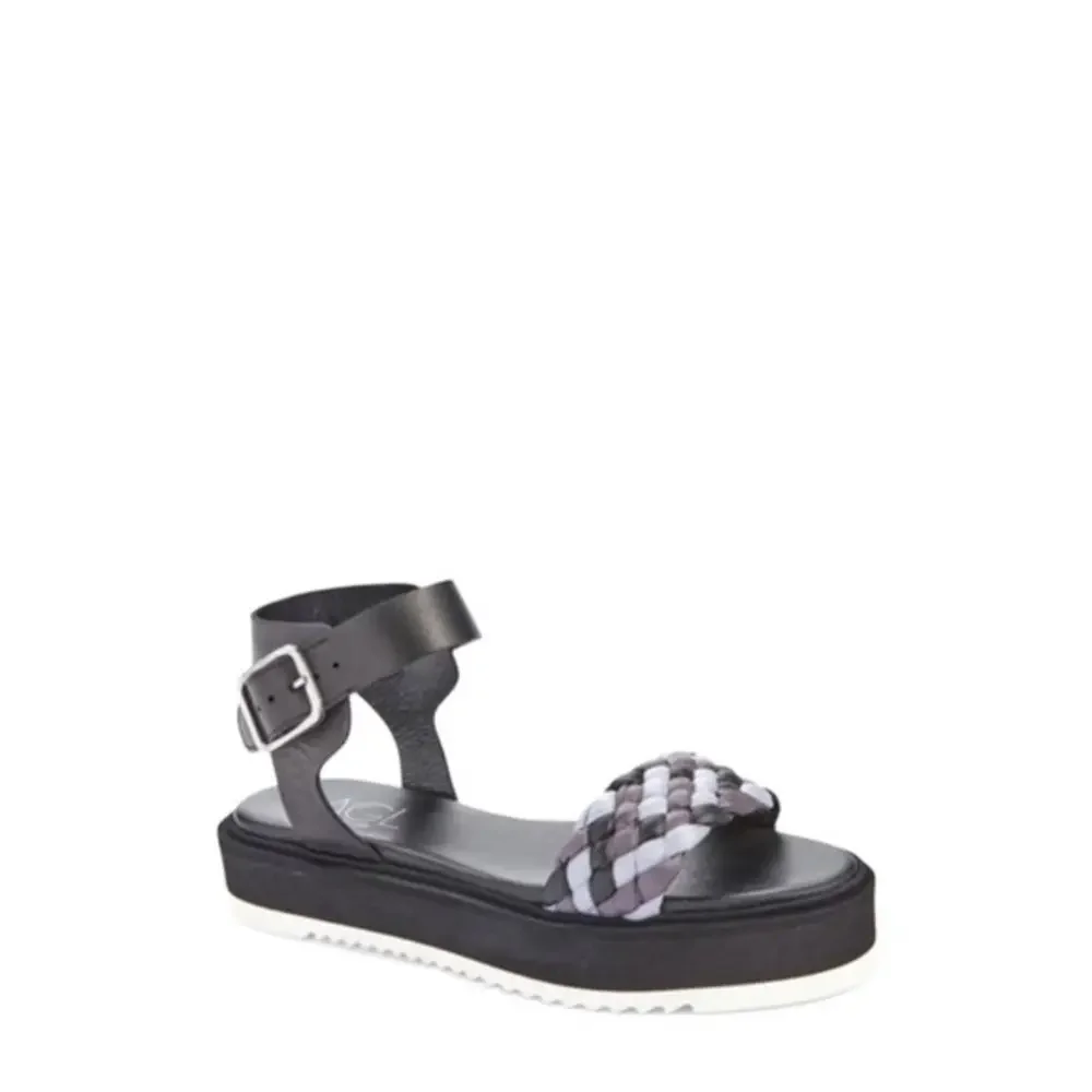 AGL Mirea Black Braided Platform Ankle Strap‎ Sandals